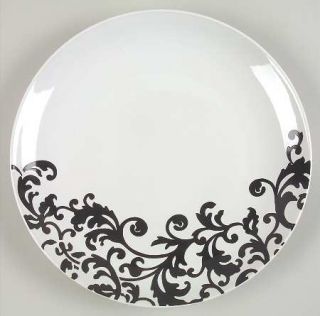 Studio D Versailles Dinner Plate, Fine China Dinnerware   Black Scrolls On White