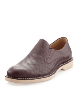 Evan Perforated/Smooth Leather Slipper, Burgundy