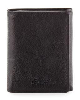 Leslie Tri Fold Leather Wallet, Black