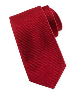 Solid Bias Ribbed Silk Tie, Red