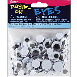 Darice Assorted Size Paste on 5 To 15mm Black Wiggle Eyes (200/pkg)