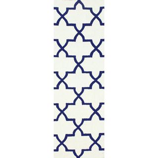 Nuloom Handmade Alexa Moroccan Trellis Ivory/ Navy Wool Runner Rug (26 X 10) (NavyPattern AbstractTip We recommend the use of a non skid pad to keep the rug in place on smooth surfaces.All rug sizes are approximate. Due to the difference of monitor colo