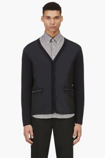 Carven Navy Glossy_front Knit Cardigan