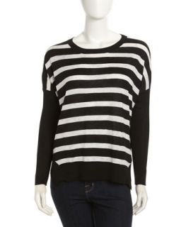 Ariana Striped Sweater, Gray/Black