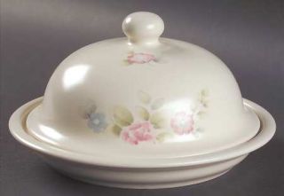 Pfaltzgraff Tea Rose Round Covered Butter, Fine China Dinnerware   Stoneware,Pin