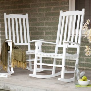 Pair Of Coral Coast Indoor/Outdoor Mission Slat Rocking Chair   White   MP088 1