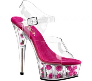 Womens Pleaser Delight 608FL   Clear/Hot Pink High Heels