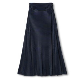 Merona Womens Knit Maxi Skirt   Black/Waterloo Blue Stripe   L