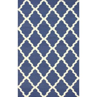 Nuloom Handmade Moroccan Trellis Flatweave Kilim Blue Wool Rug (5 X 8)