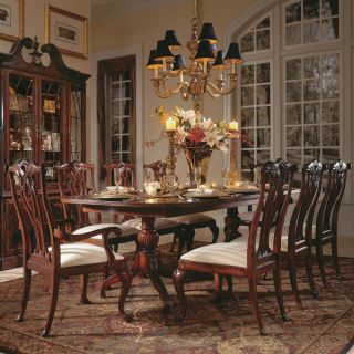 American Drew Cherry Grove 45th 9 piece Pedestal Dining Table Set Multicolor  