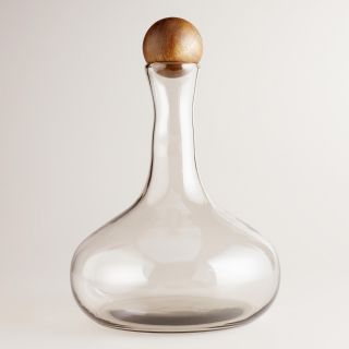Large Glass Decanter with Wood Stopper   World Market