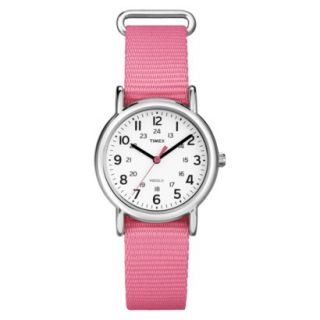 Womens Timex Weekender Mid Size Slip Thru 18mm Strap Watch with Black Numbers  