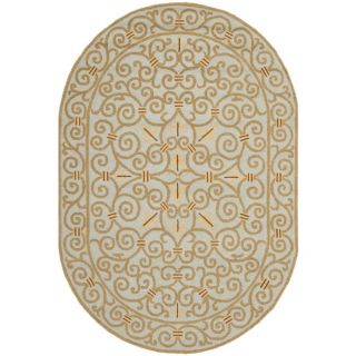 Hand hooked Chelsea Irongate Light Blue Wool Rug (76 X 96 Oval)