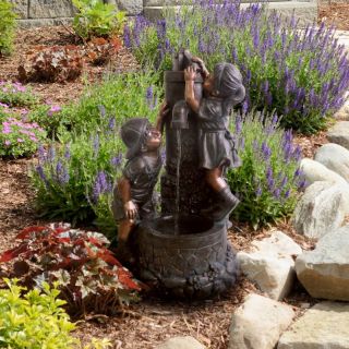Pure Garden Boy and Girl Water Outdoor Fountain Multicolor   50 0002