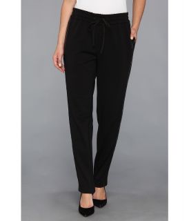 Calvin Klein Draw String Ponte Pant w/ Patent Leather Womens Casual Pants (Black)