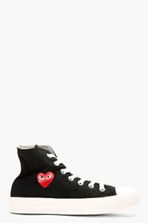 Comme Des Garons Play Black Canvas Heart Logo Converse Edition High_top Sneakers