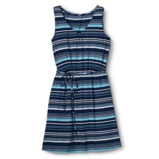 Merona Womens Knit Tank Dress w/Self Tie   Waterloo Blue Stripe   M
