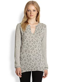 Rebecca Taylor Leopard Spot Sweater   Heather Grey