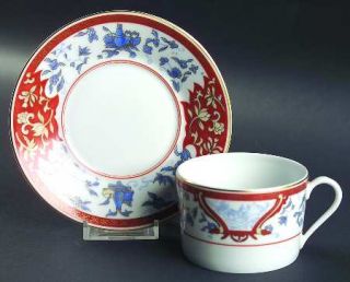 Haviland Imari Rouge Flat Cup & Saucer Set, Fine China Dinnerware   Red,Blue,Gol