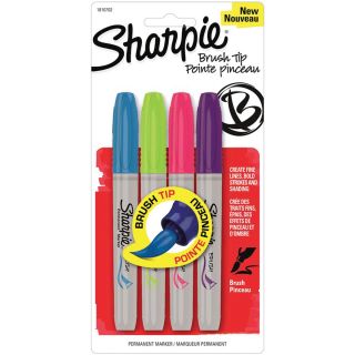 Sharpie Brush Tip Markers 4/pkg lime, Magenta, Purple and Turquoise