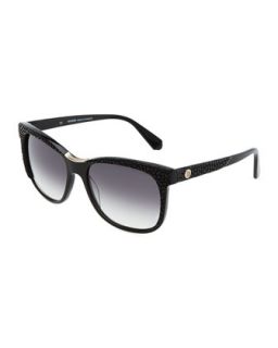 Pebbled Square Sunglasses, Black