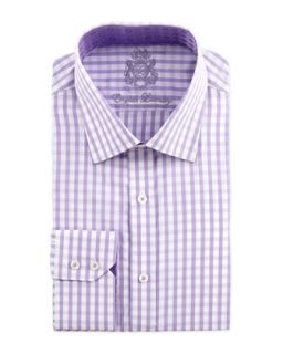 Large Gingham Long Sleeve Dress Shirt, Purple