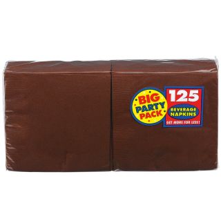 Chocolate Brown Big Party Pack   Beverage Napkins