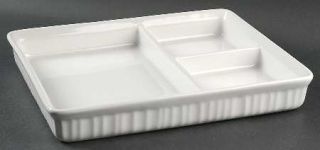 Corning French White (Bakeware) 3 Section Appetizer, Fine China Dinnerware   Cor