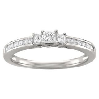 1/2 CT. T.W. Princess Cut Diamond 3 Stone Prong Set Ring in 14K White Gold (H I,