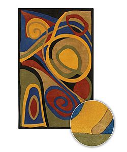 Hand tufted Mandara Contemporary Abstract print Wool Rug (8 X 11) (MultiPattern GeometricMeasures 0.75 inch thickTip We recommend the use of a non skid pad to keep the rug in place on smooth surfaces.All rug sizes are approximate. Due to the difference 