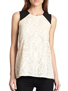 Paneled Lace Top   Ivory