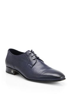 Versace Collection Perforated Lace Up Oxfords   Blue