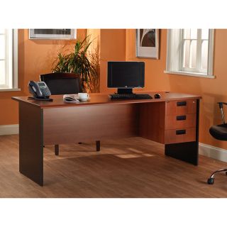 Lee And Smith Black/cherry Three drawer Office Straight Desk (Black/cherryThree (3) drawersDesk includes grommets for wire accessMaterials Engineered woodTable dimensions 29.5 inches high x 70.75 inches wide x 31.5 inches deepPedestal dimensions 17.75 