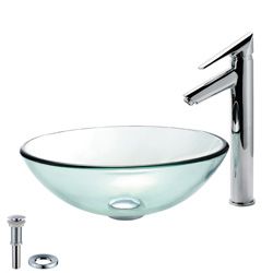 Kraus Bathroom Combo Set Clear Glass Vessel Sink/ Decus Faucet