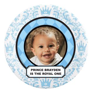 Elegant Prince Damask 1st Birthday Personalized Dinner Plates