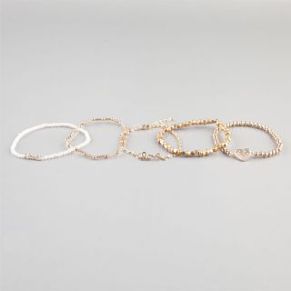5 Piece Dainty Love/Bow/Heart Bracelets Gold One Size For Women 228431