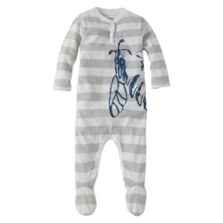 Burts Bees Baby Infant Boys Stripe Henley Coverall   Cloud/Fog 0 3 M