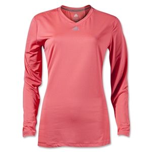 adidas Womens TechFit Long Sleeve T Shirt (Pink/Sv)