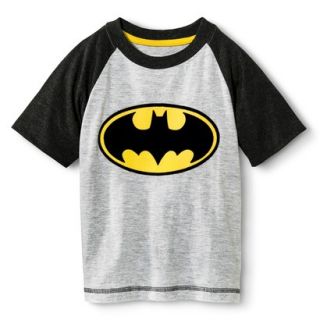 Batman Infant Toddler Boys Raglan Short Sleeve Tee   Gray 2T