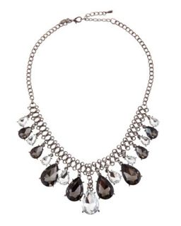 Teardrop Rhinestone Necklace, Black/Silver