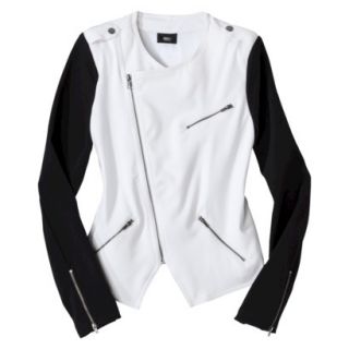 Mossimo Womens Ponte Moto Jacket   White/Black XL