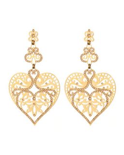 Lace Cutout Heart Drop Earrings