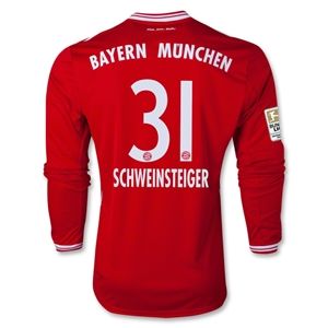 adidas Bayern Munich 13/14 SCHWEINSTEIGER LS Home Soccer Jersey
