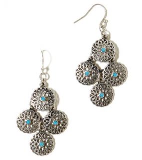 Silver AEO Turquoise Dot Chandelier Earrings, Womens One Size