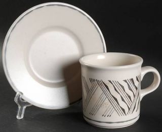 Pfaltzgraff Origins Flat Cup & Saucer Set, Fine China Dinnerware   Black/Terra C