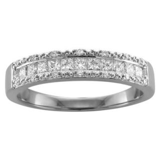 1/2 CT. T.W. Princess and Round Cut Diamond Band Channel Set Ring in 14K White