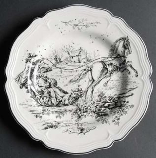 Tabletops Unlimited New England Toile  Dinner Plate, Fine China Dinnerware   Bla