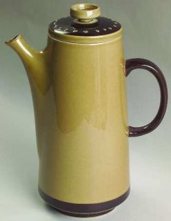 Franciscan Tahiti Coffee Pot & Lid, Fine China Dinnerware   Dark Brown Rim, Ligh