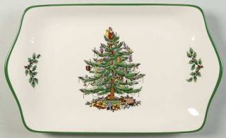 Spode Christmas Tree Green Trim 11 Sandwich Tray, Fine China Dinnerware   Newer