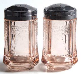 Indiana Glass Recollection Pink Salt and Pepper Set   Pink,Pressed,Scroll Design
